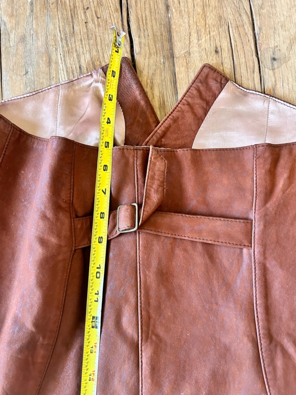 Incredible western style Brown 100% real Leather Button-Front Vest - Picture 10 of 12